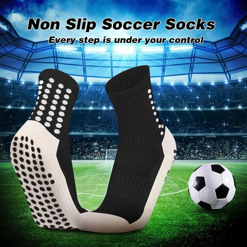 8 Pack Men's Soccer Socks Anti Slip Non-Slip Grip Pads for Football Basketball Sports Grip Soccer Socks
