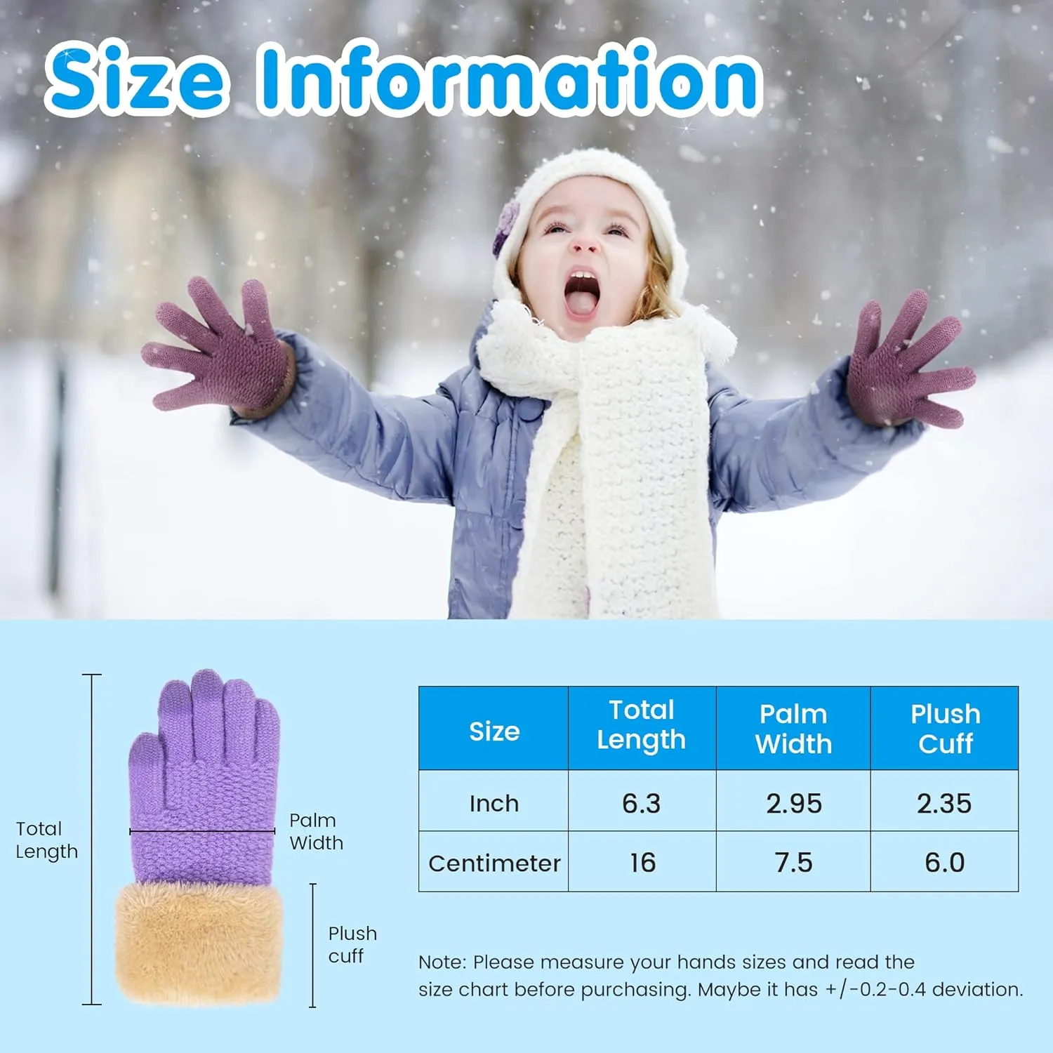 Arctic Paw Kids Winter Gloves 2 & 3 Pack - Touchscreen Knit Gloves with Faux Fur Cuff