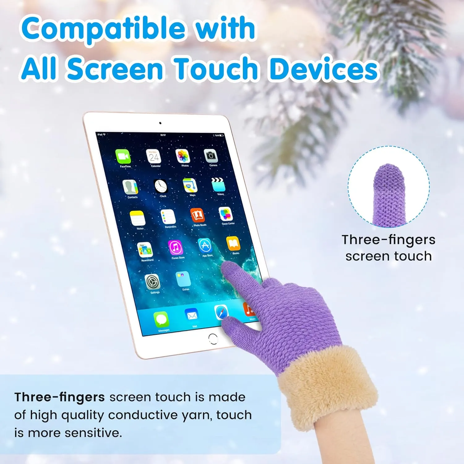 Arctic Paw Kids Winter Gloves 2 & 3 Pack - Touchscreen Knit Gloves with Faux Fur Cuff