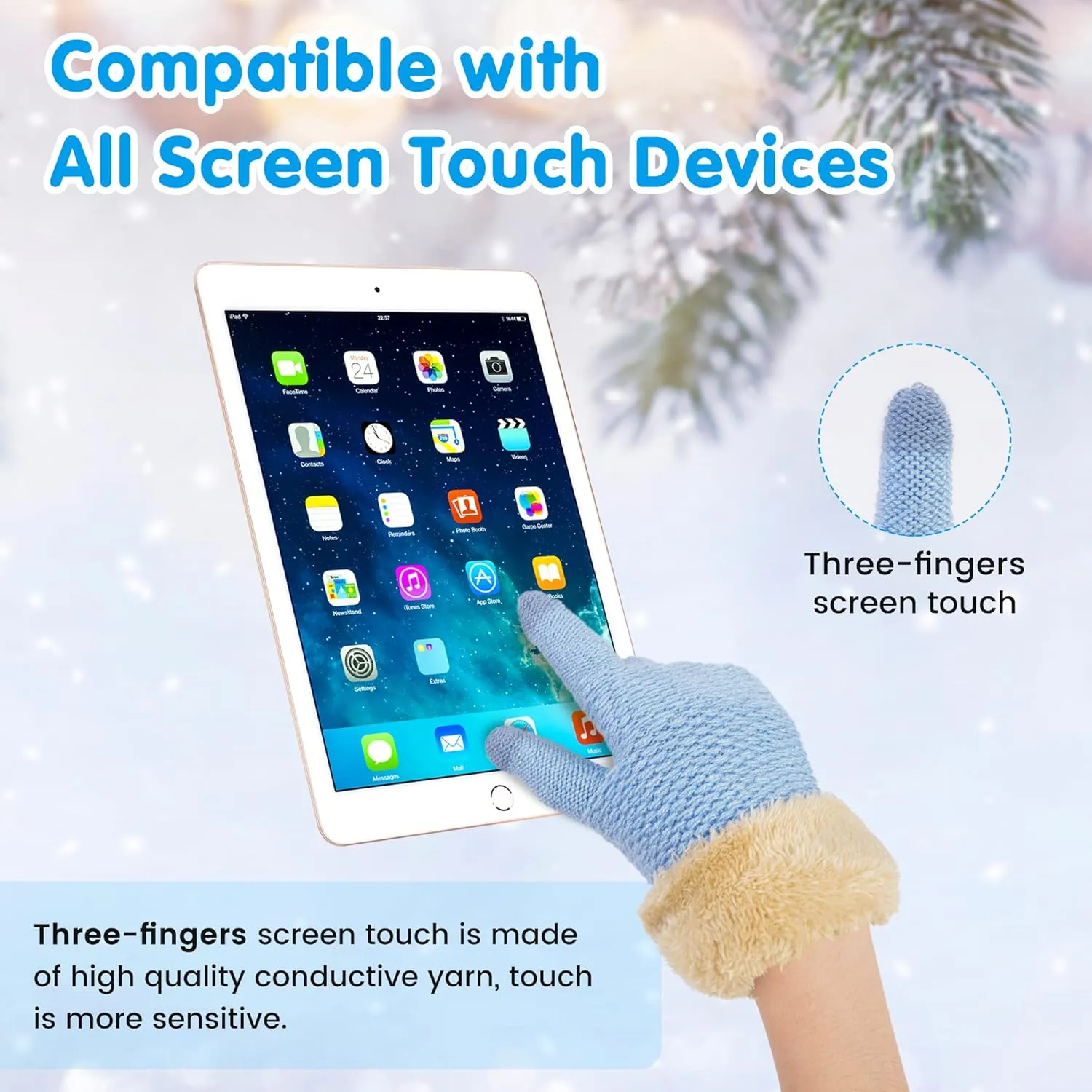 Arctic Paw Kids Winter Gloves 2 & 3 Pack - Touchscreen Knit Gloves with Faux Fur Cuff