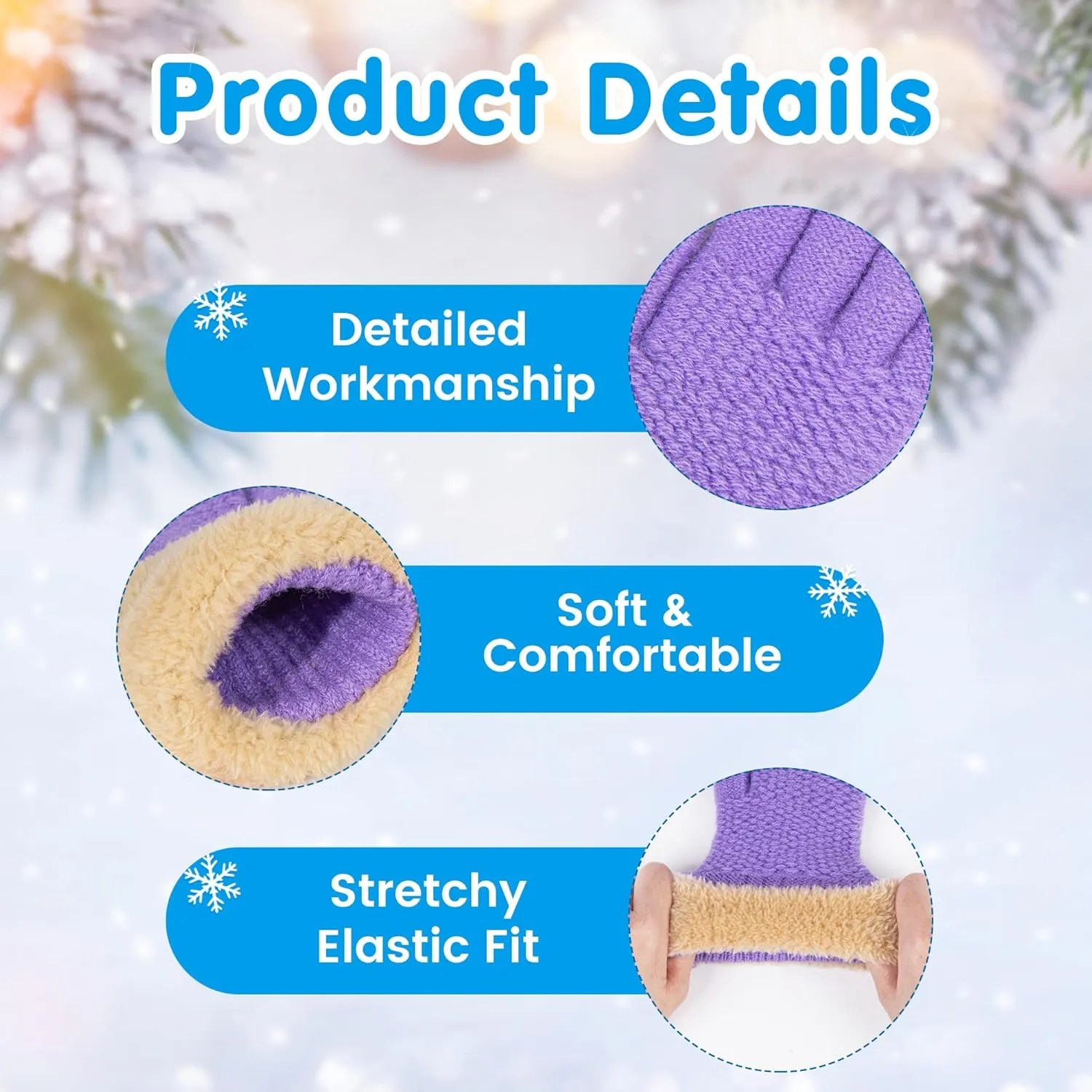 Arctic Paw Kids Winter Gloves 2 & 3 Pack - Touchscreen Knit Gloves with Faux Fur Cuff