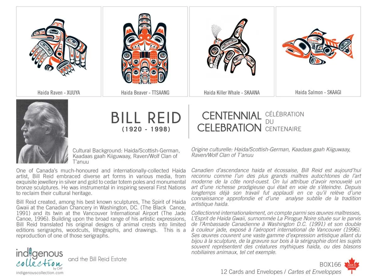 Box Set Note Cards by Haida Native artist Bill Reid Centennial Celebration