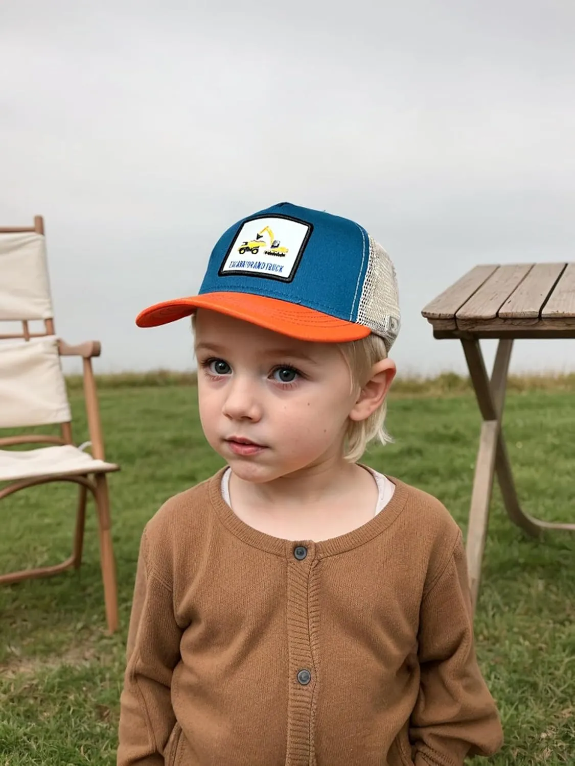 Boys Excavator Trucker Hat, Toddler Snapback Mesh Baseball Caps for Kids Ages 2-6