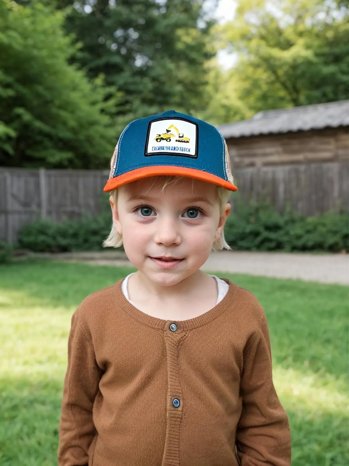 Boys Excavator Trucker Hat, Toddler Snapback Mesh Baseball Caps for Kids Ages 2-6