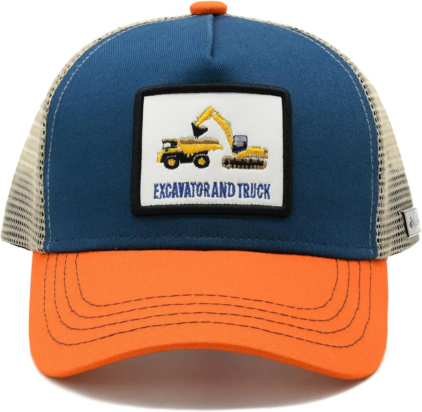 Boys Excavator Trucker Hat, Toddler Snapback Mesh Baseball Caps for Kids Ages 2-6