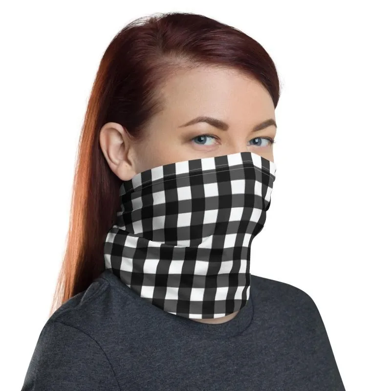 Buffalo Black & white checkered plaid pattern, Neck gaiters face mask covers, Simple tube scarf Balaclava Beanie scarves, Gift for her women
