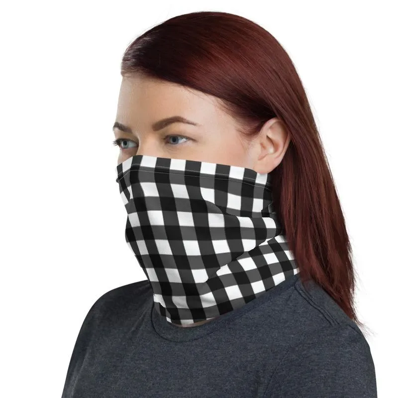 Buffalo Black & white checkered plaid pattern, Neck gaiters face mask covers, Simple tube scarf Balaclava Beanie scarves, Gift for her women