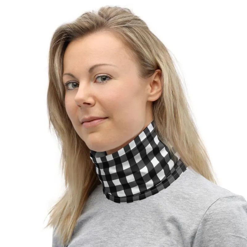Buffalo Black & white checkered plaid pattern, Neck gaiters face mask covers, Simple tube scarf Balaclava Beanie scarves, Gift for her women