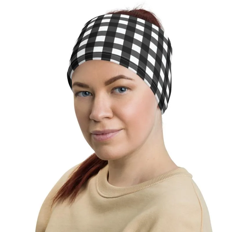 Buffalo Black & white checkered plaid pattern, Neck gaiters face mask covers, Simple tube scarf Balaclava Beanie scarves, Gift for her women