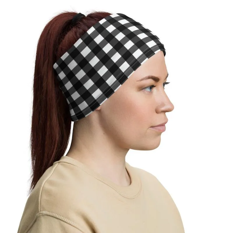 Buffalo Black & white checkered plaid pattern, Neck gaiters face mask covers, Simple tube scarf Balaclava Beanie scarves, Gift for her women