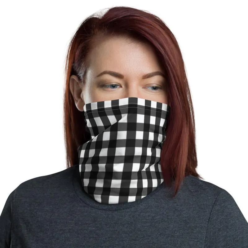 Buffalo Black & white checkered plaid pattern, Neck gaiters face mask covers, Simple tube scarf Balaclava Beanie scarves, Gift for her women
