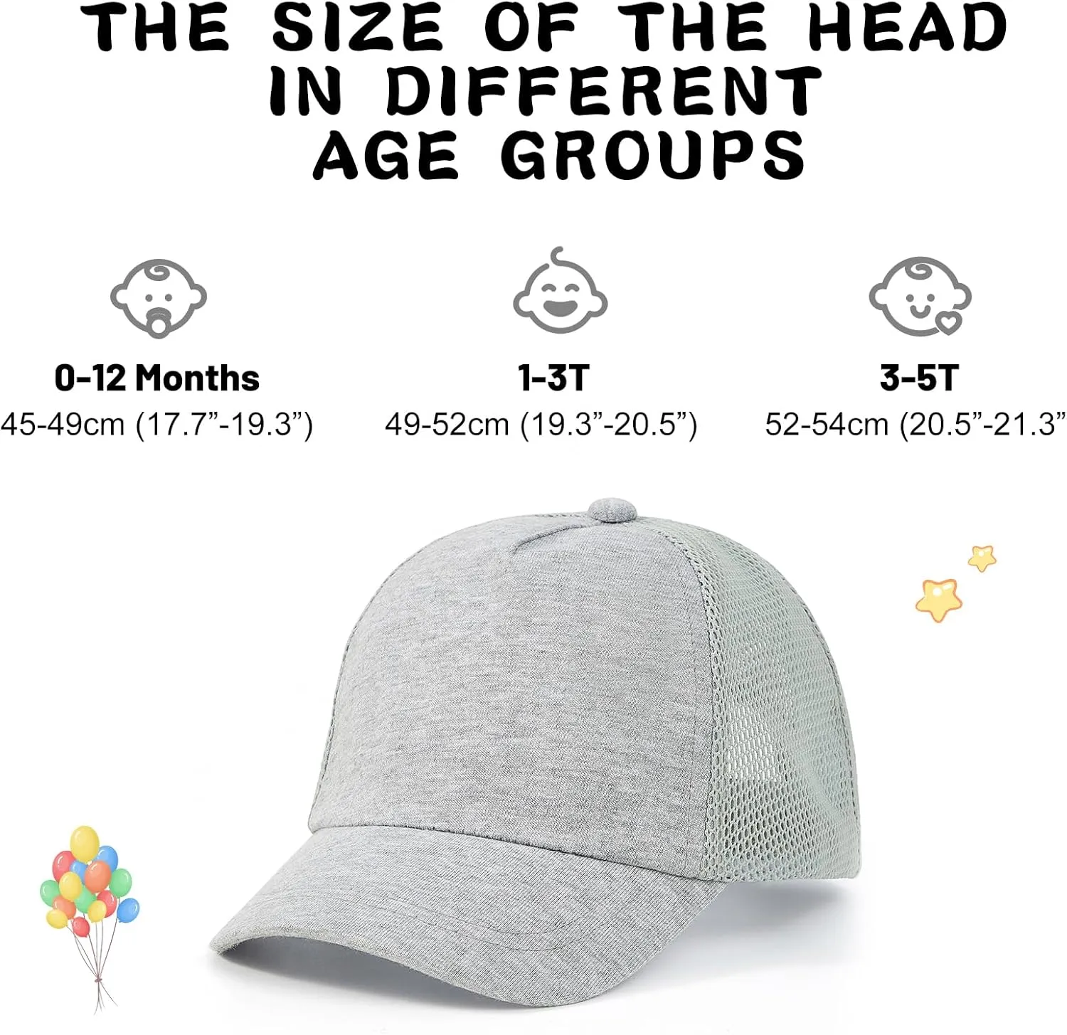 Century Star Mesh Toddler Baseball Hat Baby Boy Sun Protection Beach Cap Infant Toddler Trucker Hats Adjustable Kids Hat