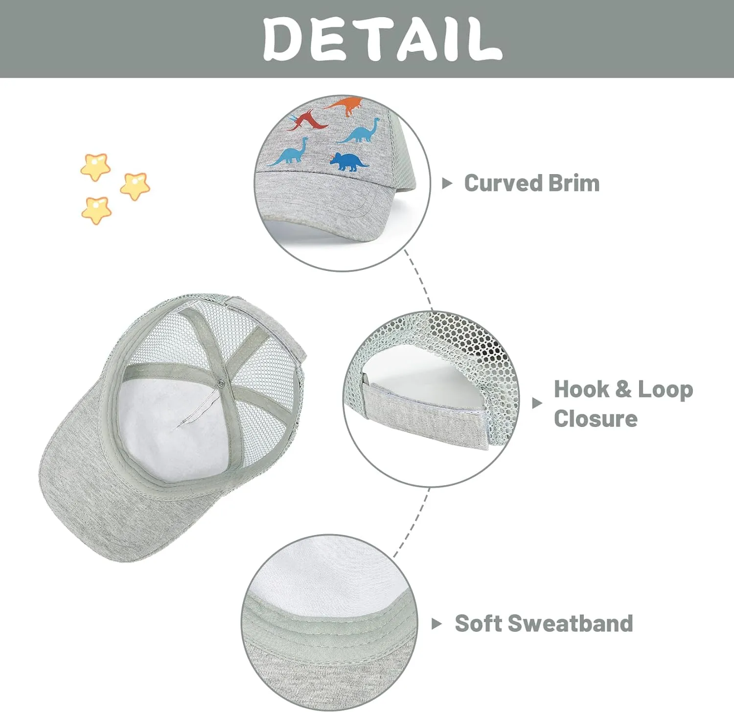 Century Star Mesh Toddler Baseball Hat Baby Boy Sun Protection Beach Cap Infant Toddler Trucker Hats Adjustable Kids Hat
