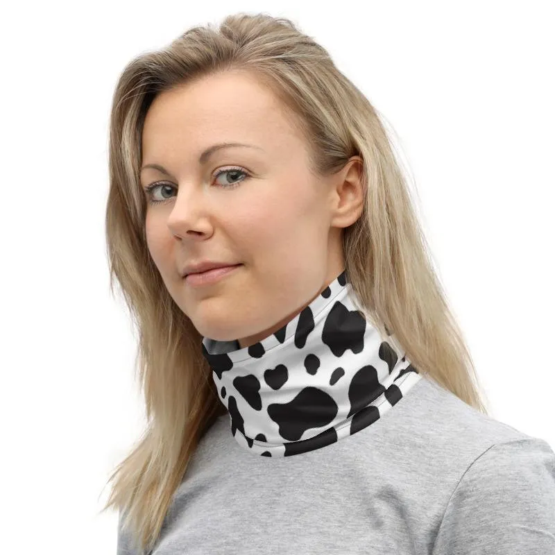Cow spots animal skin pattern design Neck gaiters face mask covers, tube scarf, Balaclava Beanie, Hairband, Hood, Headband for girls women