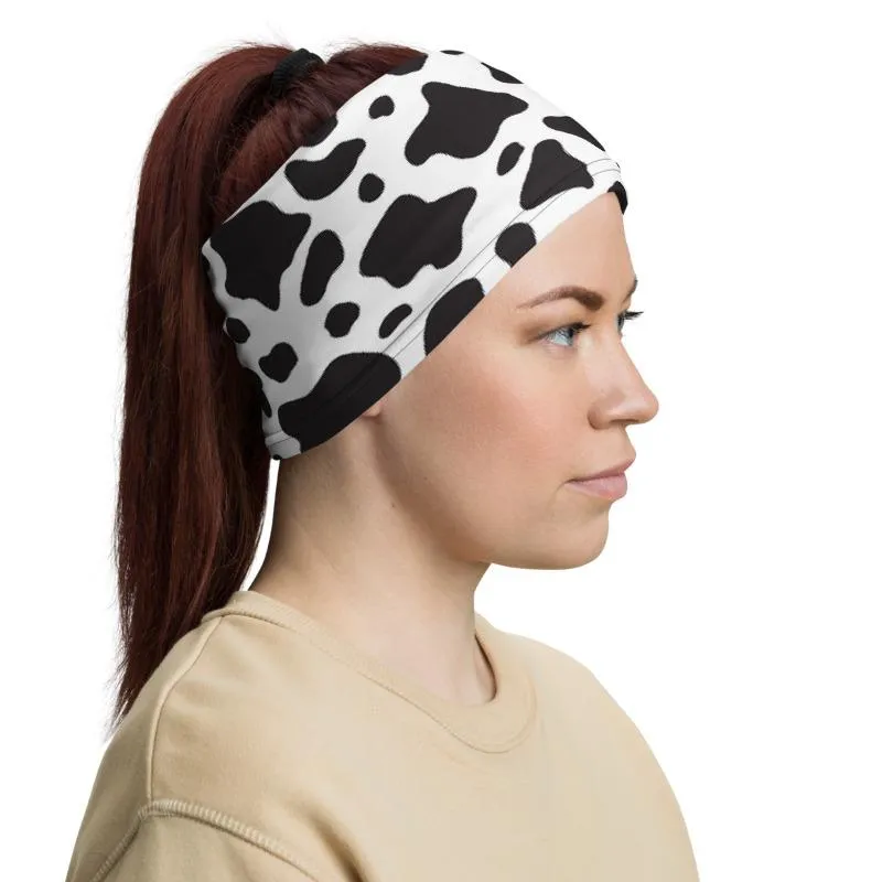 Cow spots animal skin pattern design Neck gaiters face mask covers, tube scarf, Balaclava Beanie, Hairband, Hood, Headband for girls women