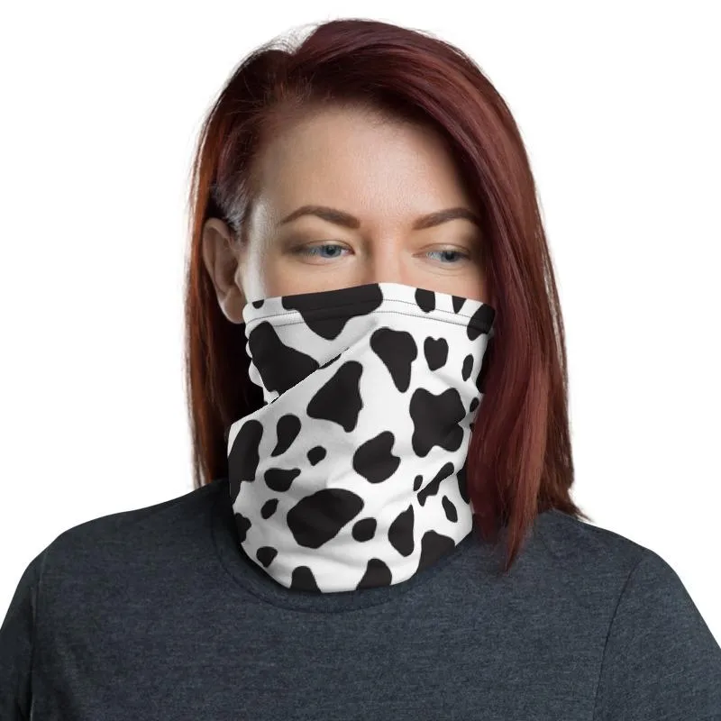 Cow spots animal skin pattern design Neck gaiters face mask covers, tube scarf, Balaclava Beanie, Hairband, Hood, Headband for girls women