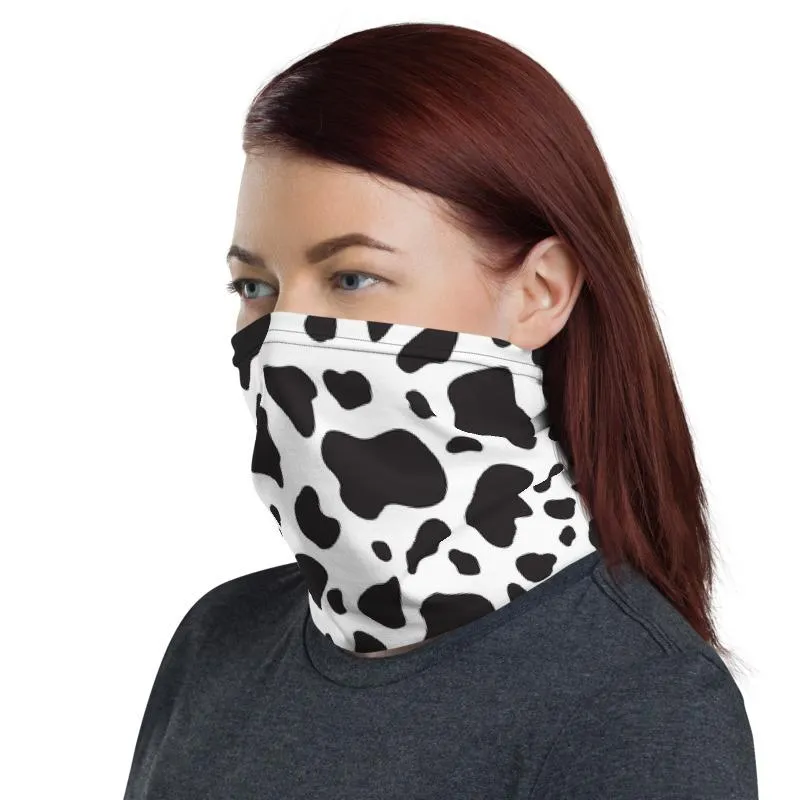 Cow spots animal skin pattern design Neck gaiters face mask covers, tube scarf, Balaclava Beanie, Hairband, Hood, Headband for girls women