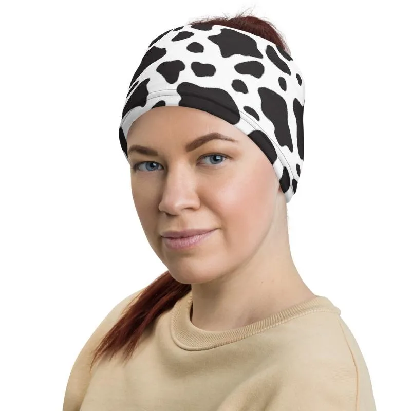 Cow spots animal skin pattern design Neck gaiters face mask covers, tube scarf, Balaclava Beanie, Hairband, Hood, Headband for girls women