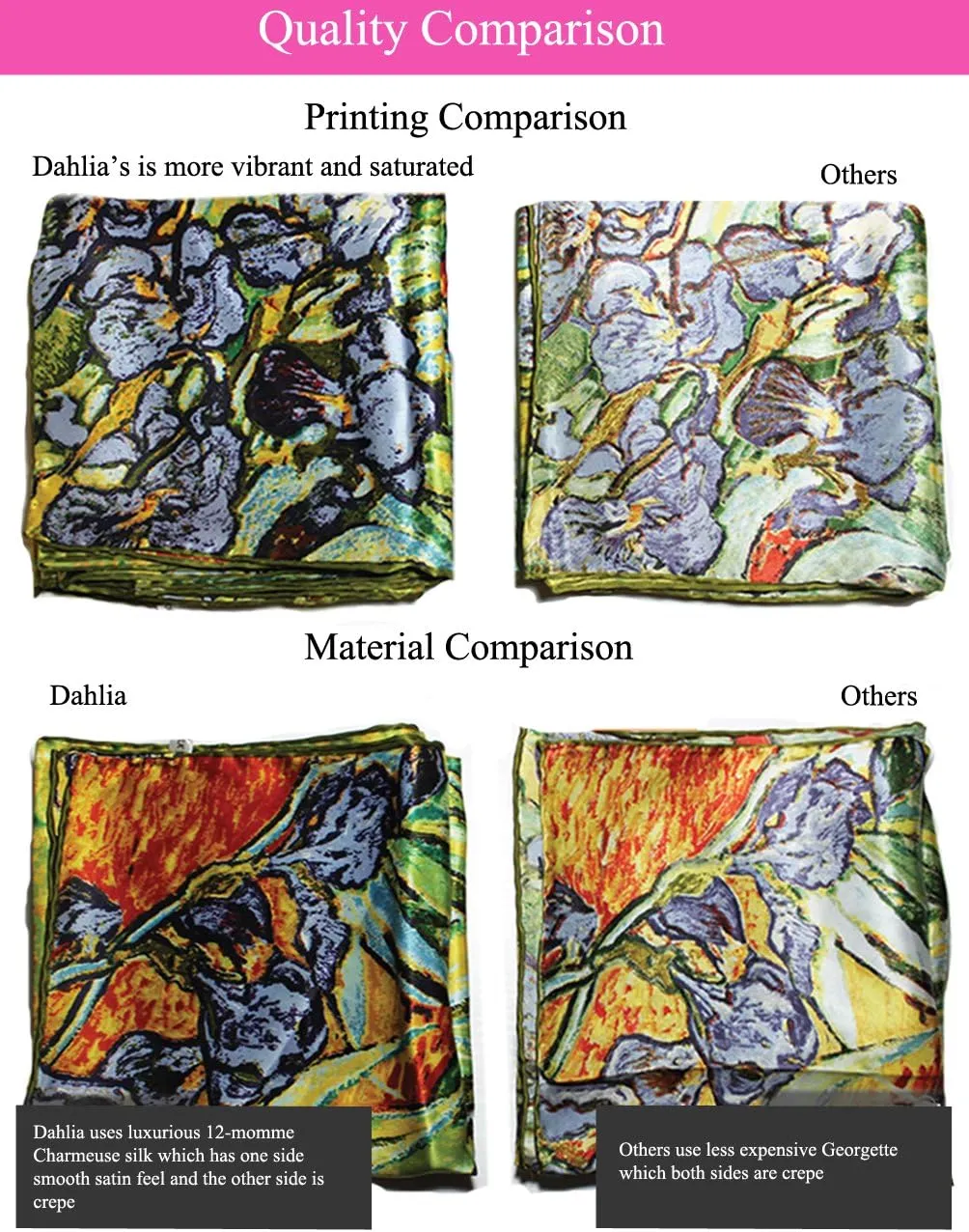 Dahlia Women's 100% Luxury Long Silk Scarf - Van Gogh's Art Collection