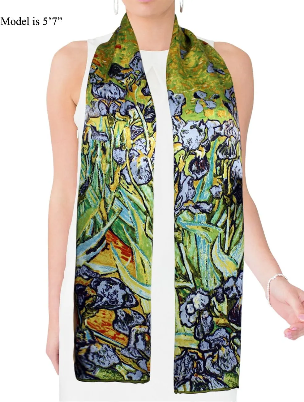 Dahlia Women's 100% Luxury Long Silk Scarf - Van Gogh's Art Collection