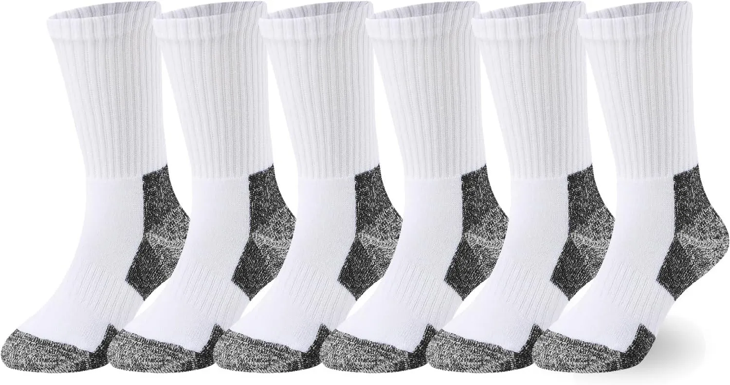 EPEIUS Kids Boys/Girls' Cushioned Crew Socks Thick Cotton Athletic Socks 6 Pack 4-14 Years