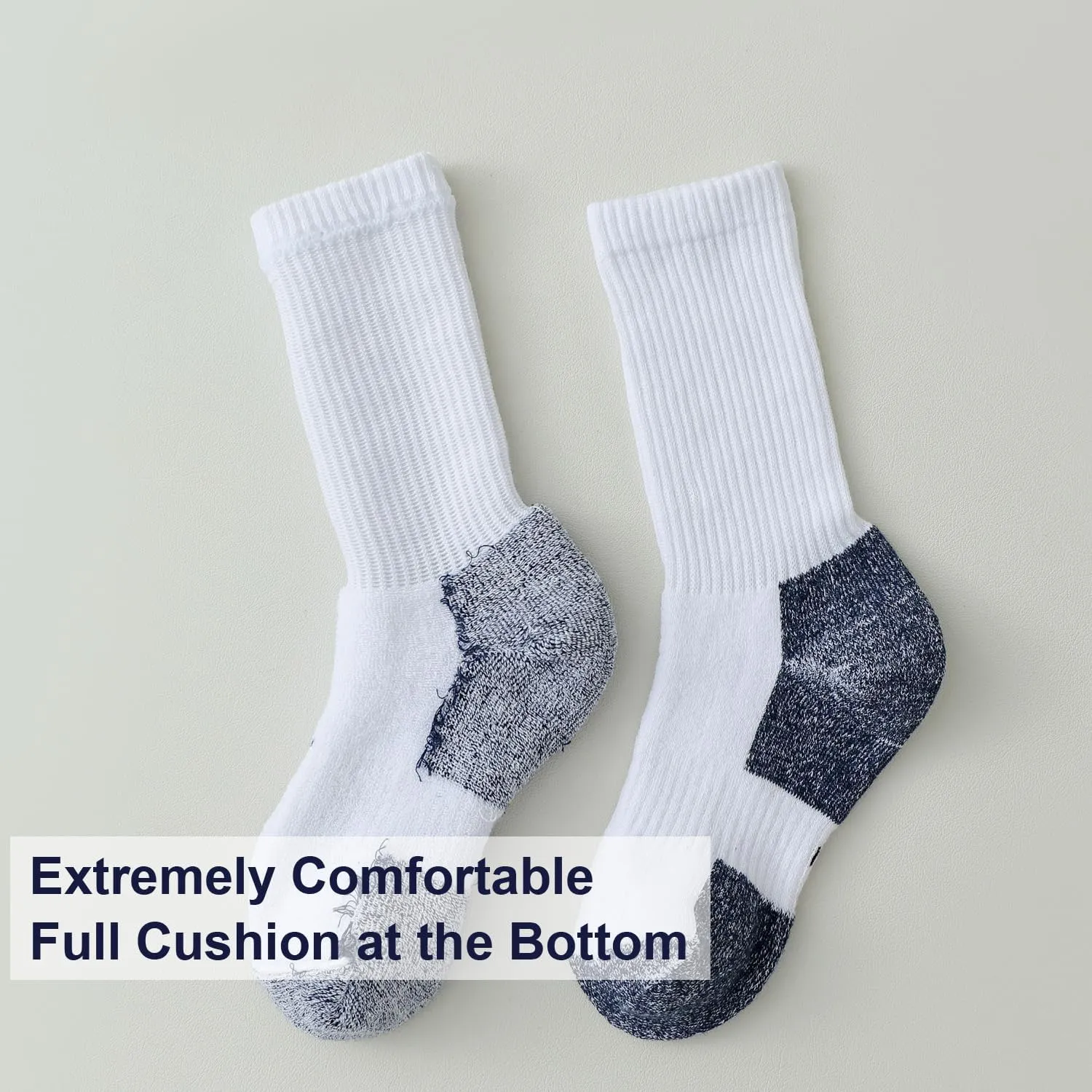 EPEIUS Kids Boys/Girls' Cushioned Crew Socks Thick Cotton Athletic Socks 6 Pack 4-14 Years