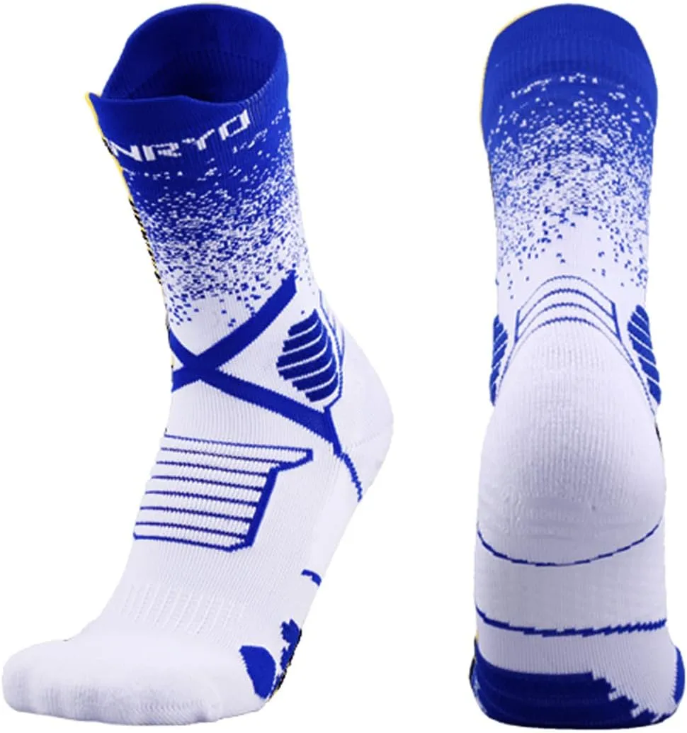 FUNRYO Unisex PRO Grip Socks,1Pair Athletic Cushioned Crew Soccer Socks,Soft Non-slip and Breathable Soccer Accessories for Running Training Sports,2 Colors of The Product are Randomly Assigned