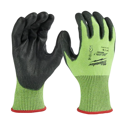 General Purpose Gloves - Milwaukee® High-Visibility Cut Level 5 Polyurethane Dipped Gloves, 48-73-895