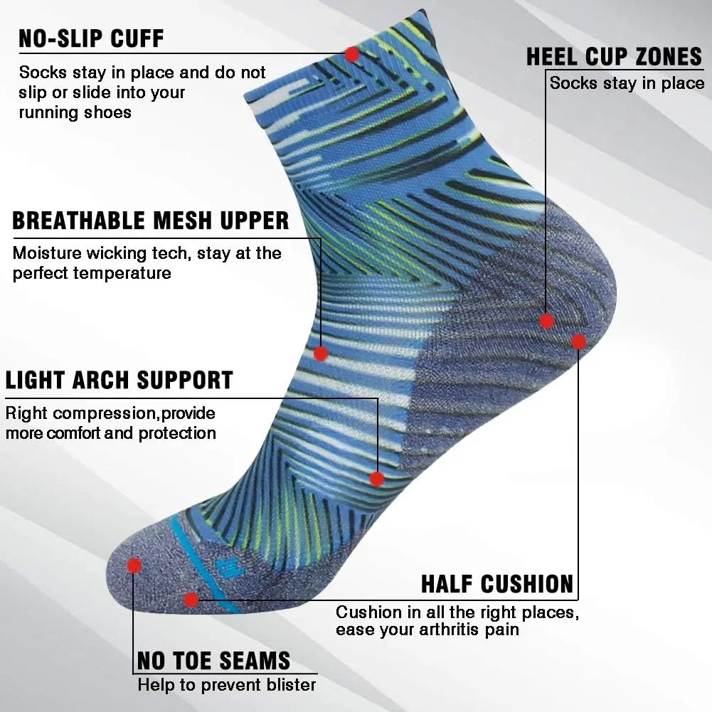 HUSO Hiking Socks Women Men Fashion Digital Printing Sports Crew Socks 6, 7 Pairs