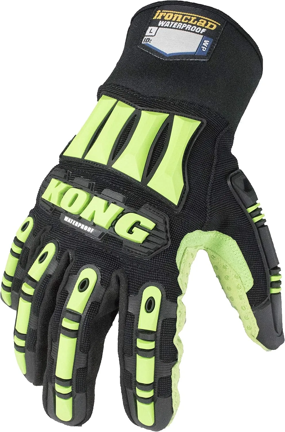 Ironclad KONG SDX2W-04-L Waterproof Oil and Gas Safety Impact Gloves, Large ,Black/Green