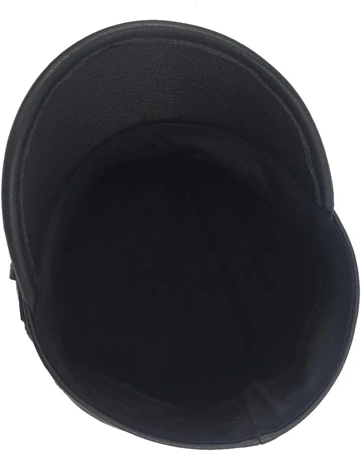 Leather Fiddler Cap Biker Cap Greek Fisherman Unisex Style