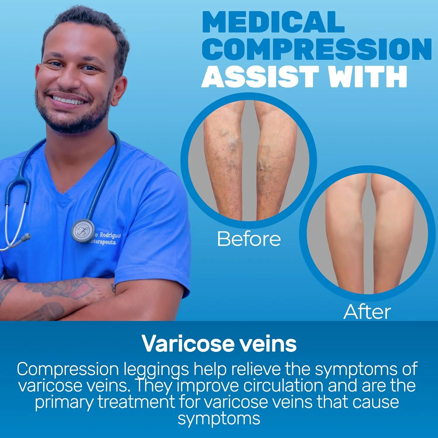 Medical Compression 20-30mmHg Footless Leggings for Women For Varicose Veins & Circulation, A717VV