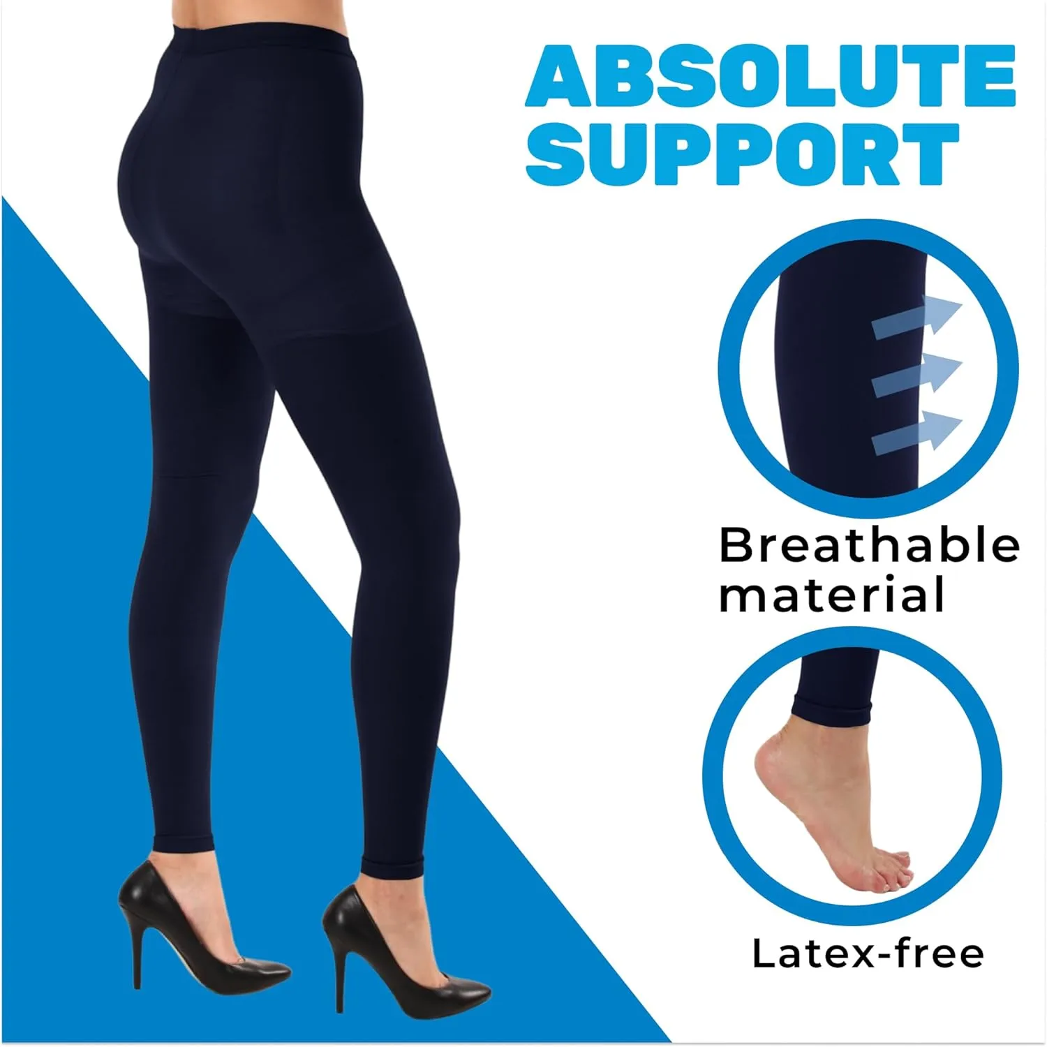 Medical Compression 20-30mmHg Footless Leggings for Women For Varicose Veins & Circulation, A717VV