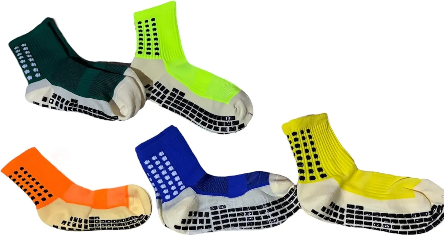 Non-Slip Ankle Athletic Socks with Grip Soles, Moisture Wicking Mesh, 5 Colors, Unisex