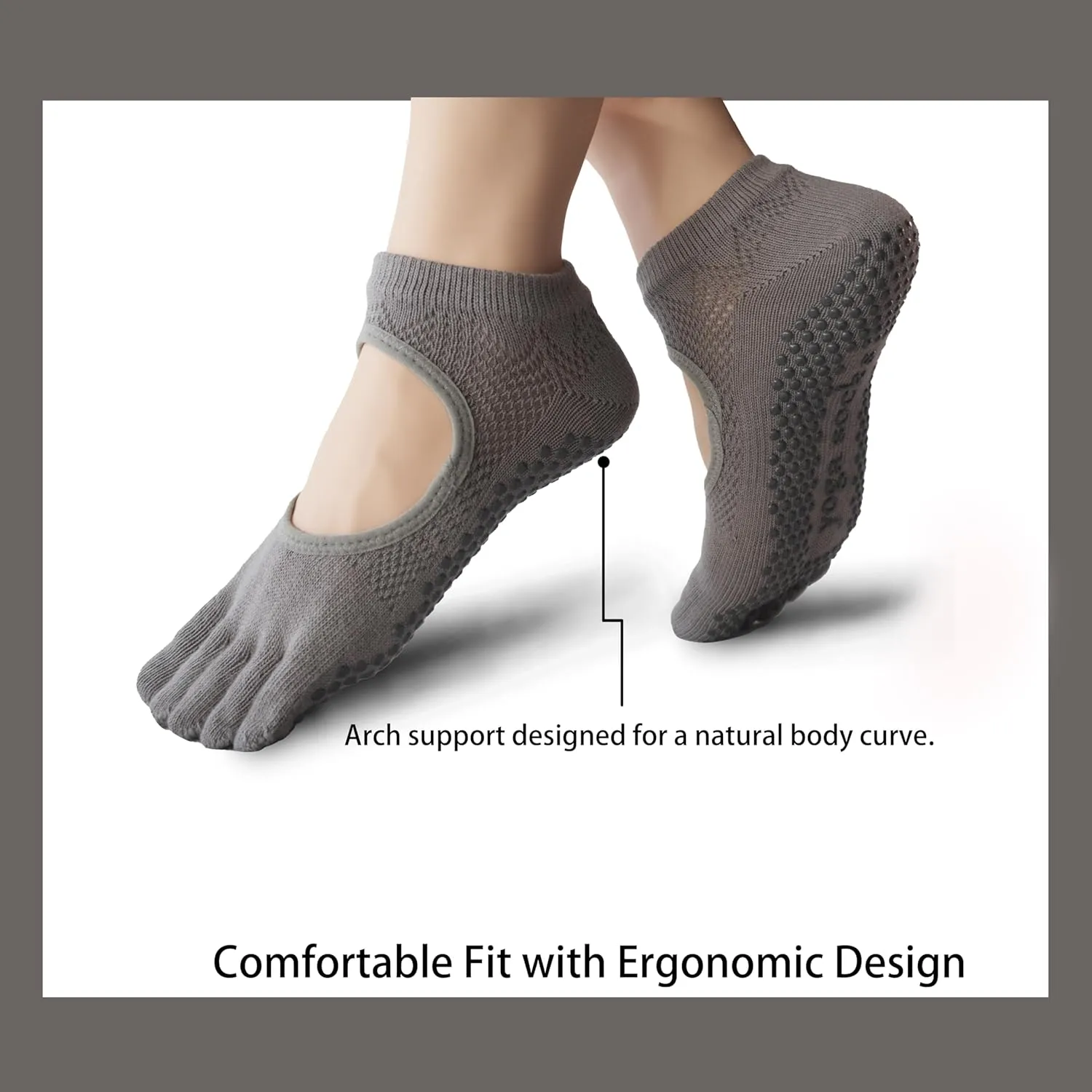 Non-Slip Five Toe Yoga Socks with Grips for Pilates,Barre,Ballet,Fitness and Sports 4 Paris for Women/Men