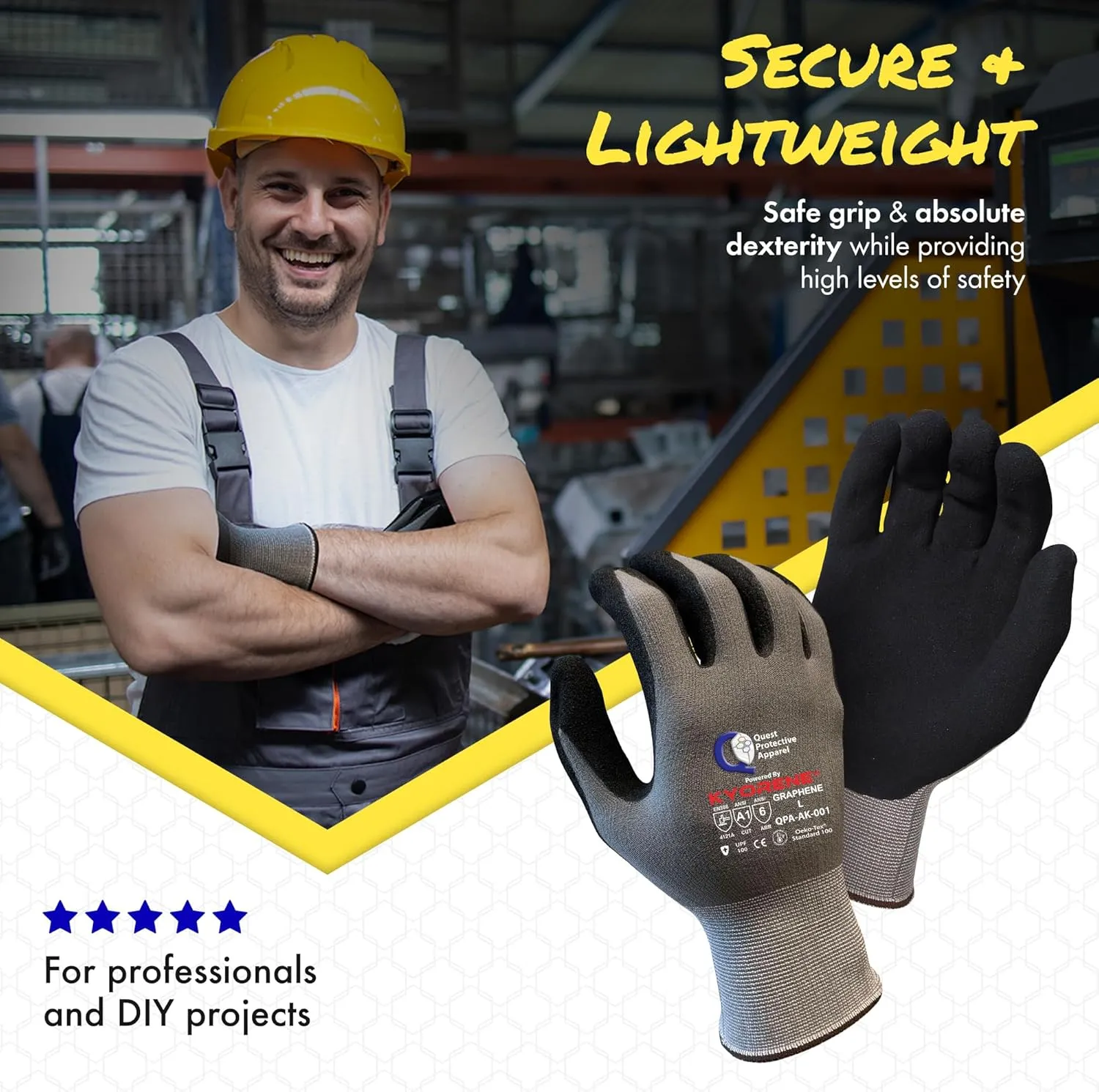 Quest Protective Apparel Cut Resistant Gloves - Puncture Resistant Cutting Gloves Work - Constructed with Graphene Technology