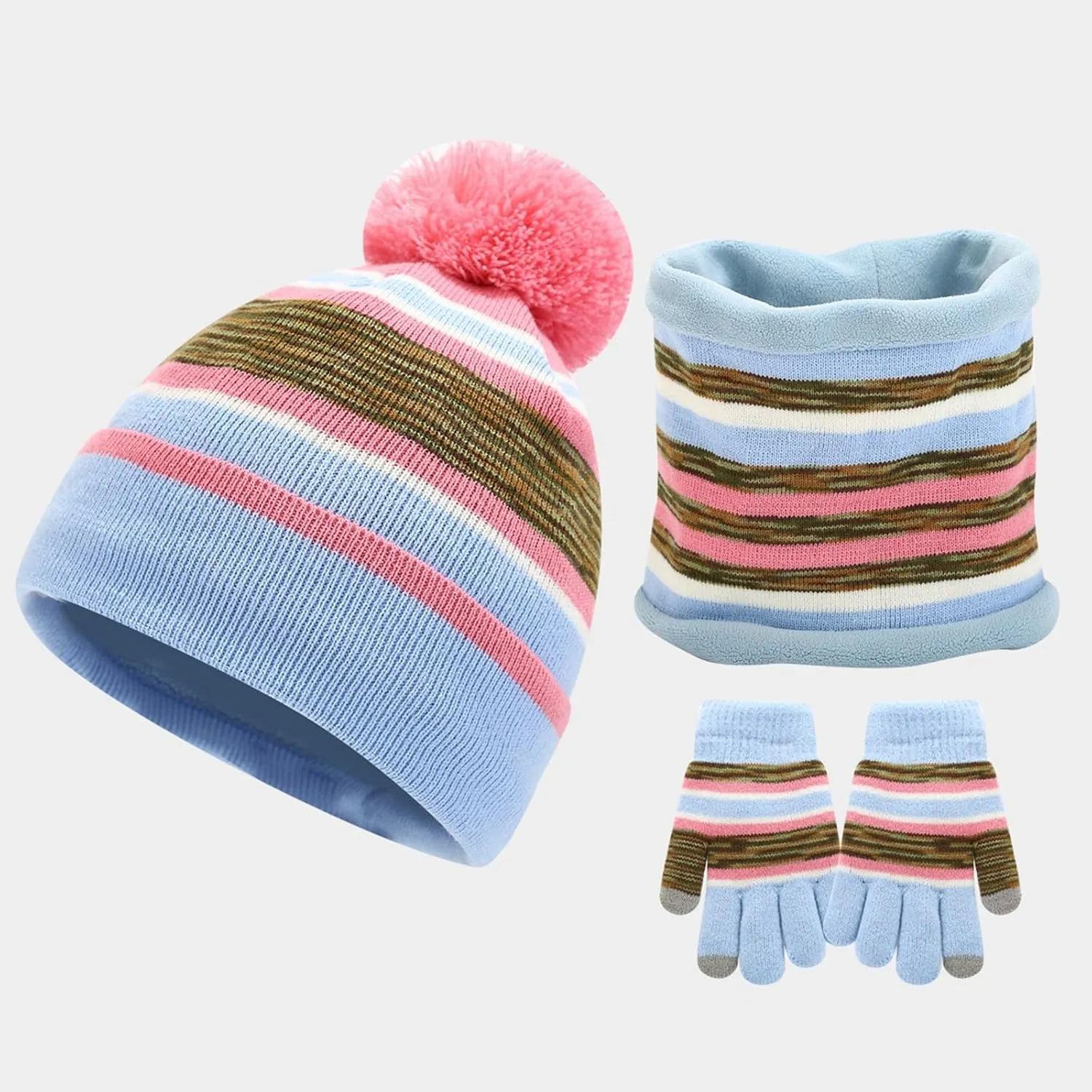 Scarf Gloves Hat for Men Hat Neck And Gloves Three Piece Set Scarf Hat Gloves Set Women