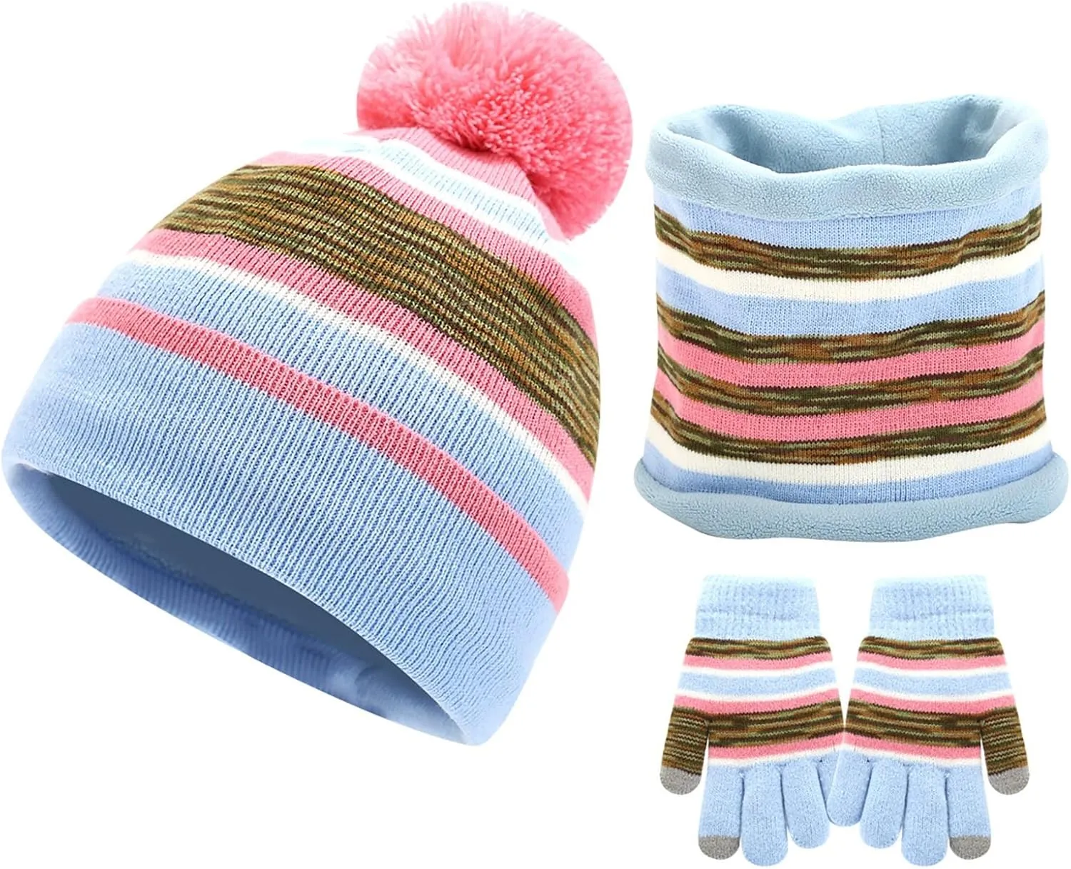 Scarf Gloves Hat for Men Hat Neck And Gloves Three Piece Set Scarf Hat Gloves Set Women