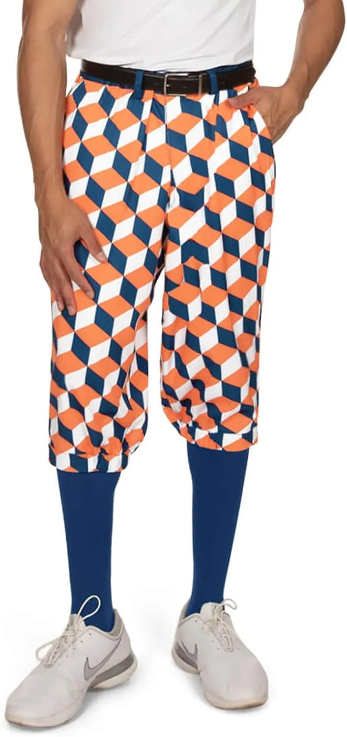 Tipsy Elves Golf Knickers for Men - Included Matching Socks - Athletic Fit Mens Pants with Game Changing Designs