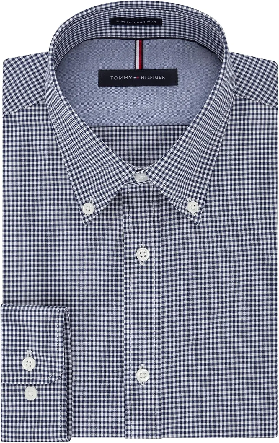 Tommy Hilfiger Men's Slim Fit Non Iron Gingham Dress Shirt - Amazon Exclusive