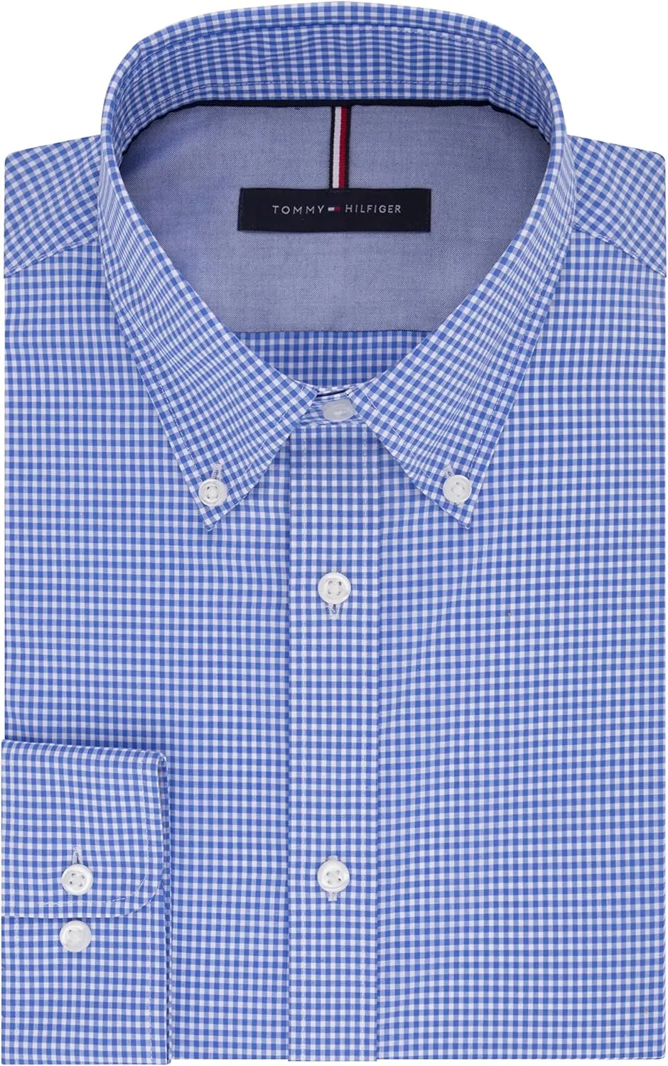 Tommy Hilfiger Men's Slim Fit Non Iron Gingham Dress Shirt - Amazon Exclusive