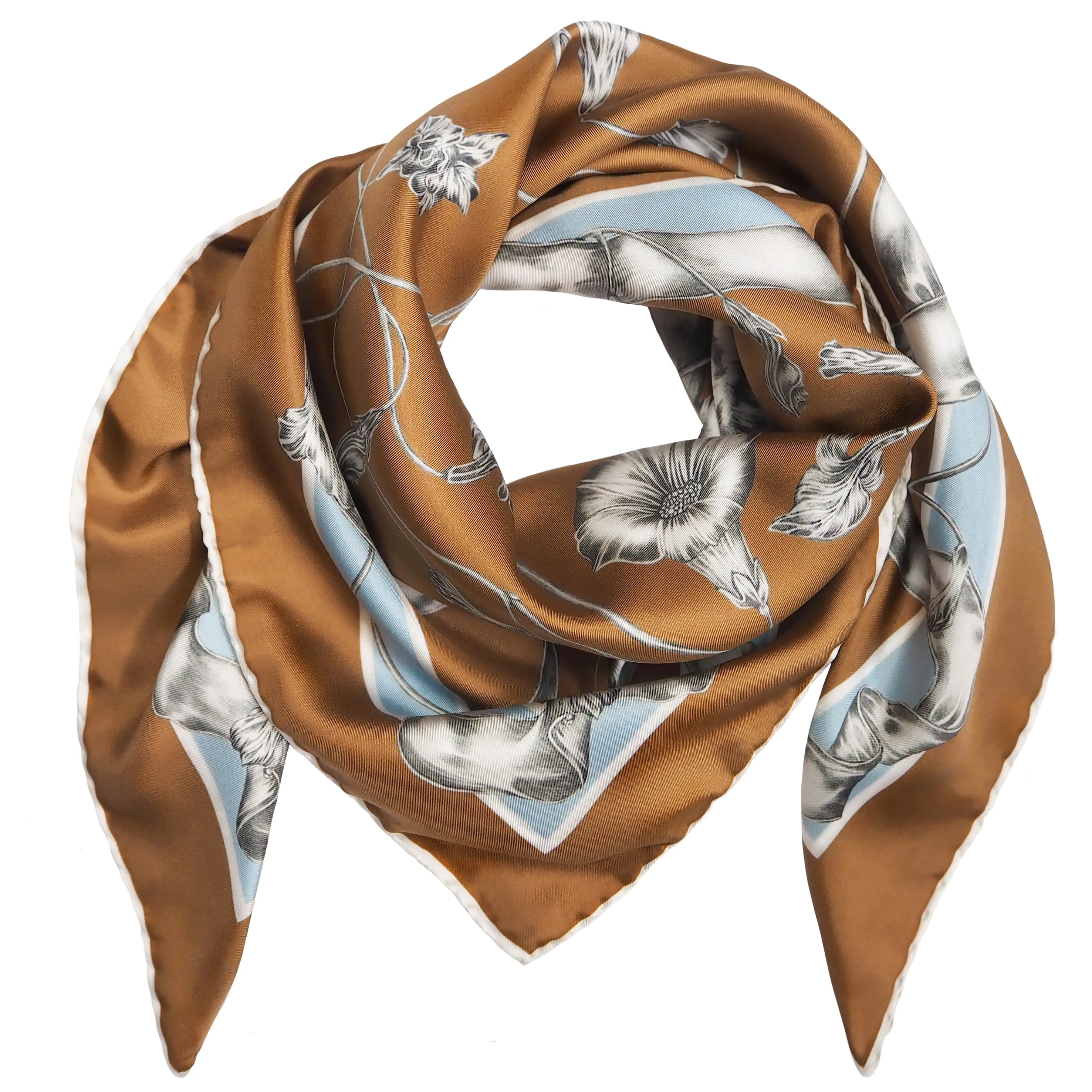 Totem Tiger Midi Silk Scarf Camel