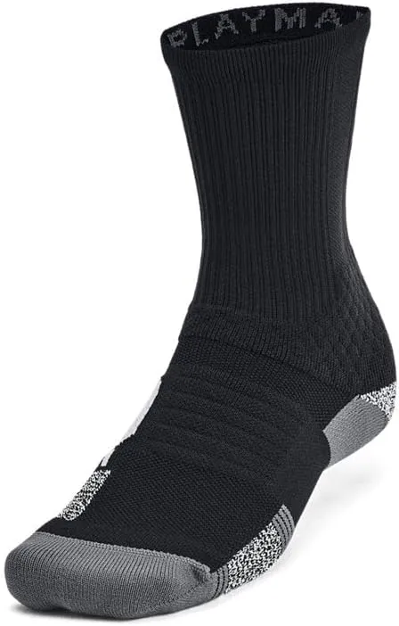 Under Armour Unisex Playmaker Team Crew Socks - Sweat-Activated Grip LG