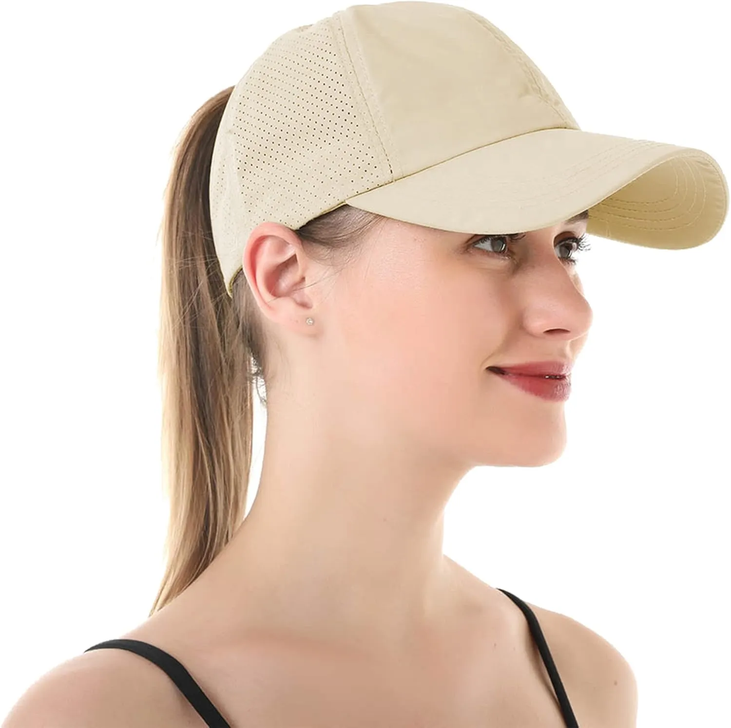 UTTPLL Women Ponytail Baseball Cap Adjustable Ponycap Trucker Hats Summer Mesh Outdoor Sports Criss Cross Caps Dad Hat