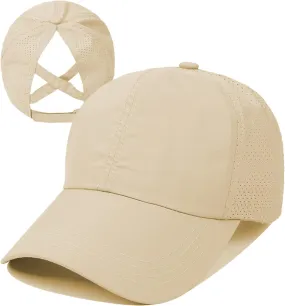 UTTPLL Women Ponytail Baseball Cap Adjustable Ponycap Trucker Hats Summer Mesh Outdoor Sports Criss Cross Caps Dad Hat