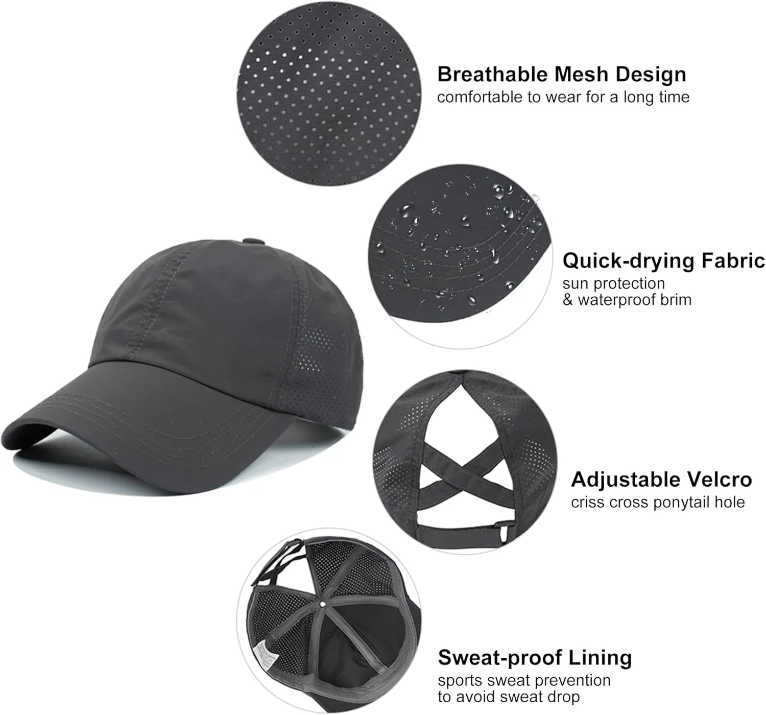 UTTPLL Women Ponytail Baseball Cap Adjustable Ponycap Trucker Hats Summer Mesh Outdoor Sports Criss Cross Caps Dad Hat