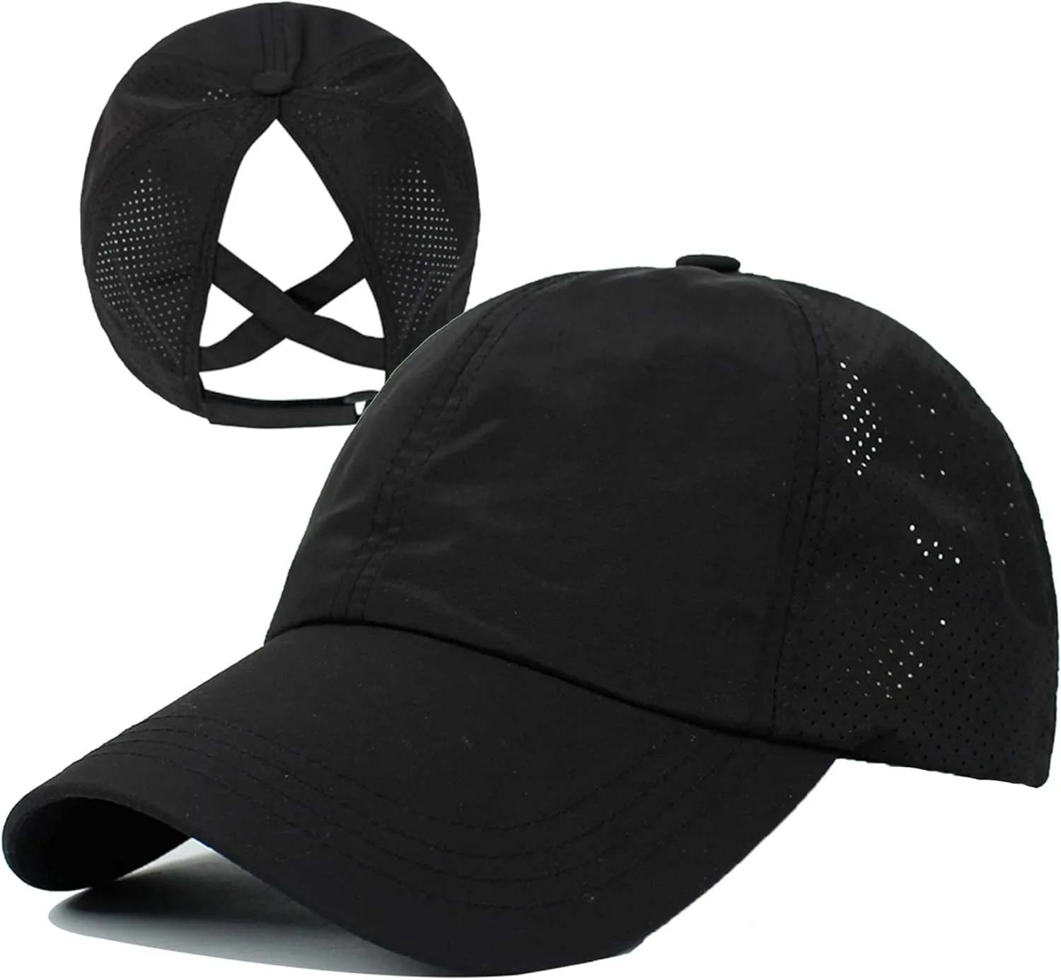 UTTPLL Women Ponytail Baseball Cap Adjustable Ponycap Trucker Hats Summer Mesh Outdoor Sports Criss Cross Caps Dad Hat