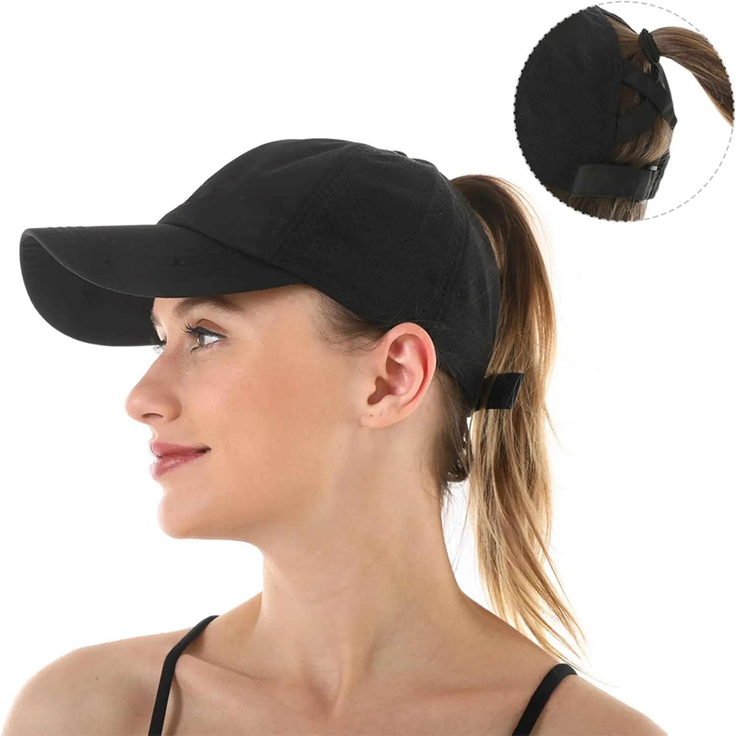 UTTPLL Women Ponytail Baseball Cap Adjustable Ponycap Trucker Hats Summer Mesh Outdoor Sports Criss Cross Caps Dad Hat