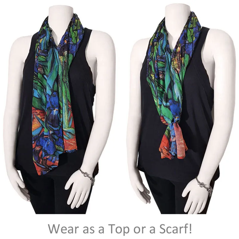 Van Gogh Irises Popover Fine Art Top or Scarf