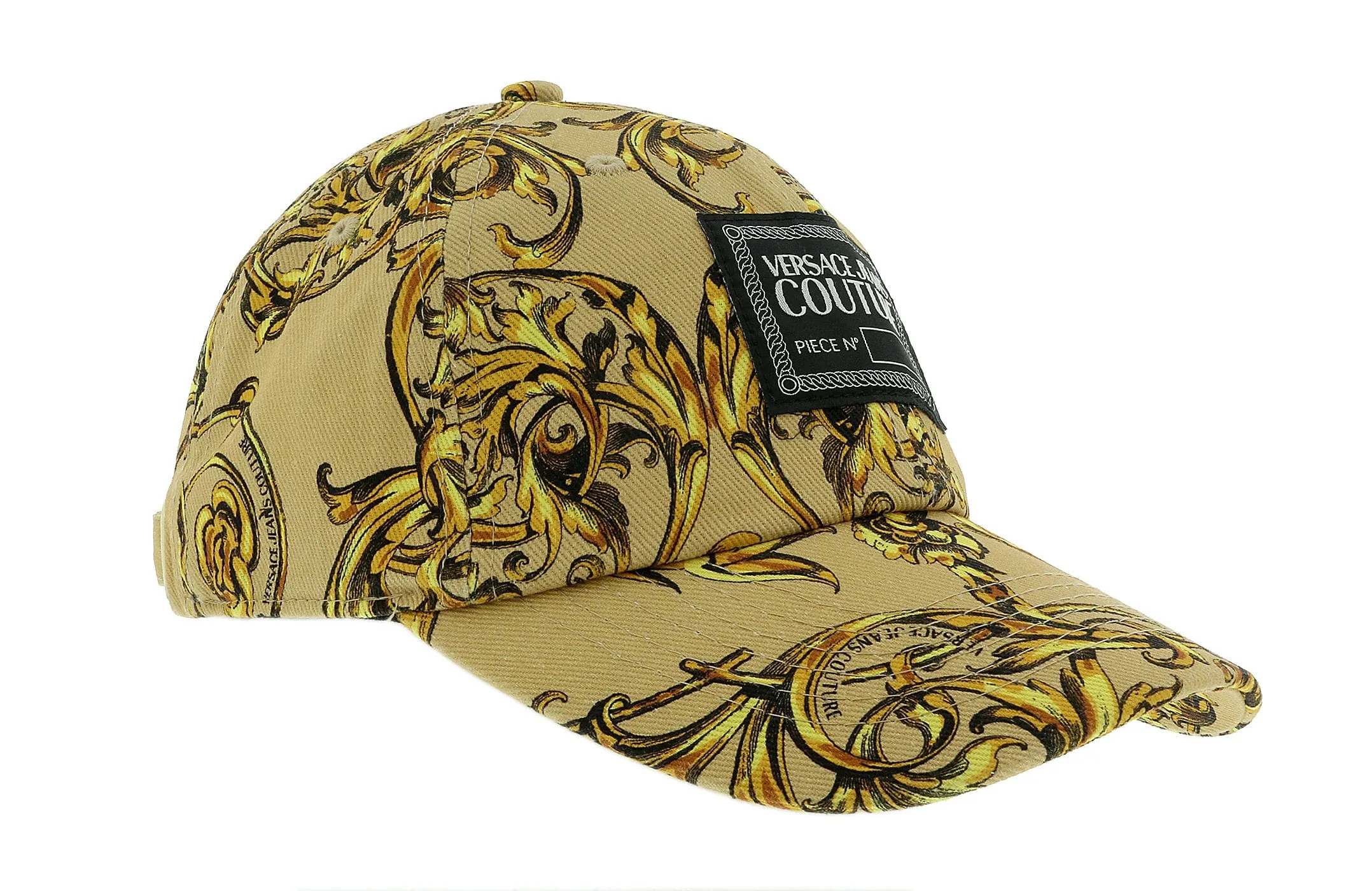 Versace Jeans Couture Beige Gold Baroque Print Baseball Cap-One Size